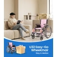 thumbnail image 6 of VOCIC Ultra Lightweight Wheelchair for Adults, Swing-Away Footrests, Aluminum Frame, 300 lbs Capacity, Pink, 6 of 10