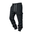 thumbnail image 4 of LUGOGNE Mens Cargo Sweatpants Fleece Lined Joggers Pants Drawstring Elastic Waist Casual Track Pants with Multi Pockets Dark Gray,XXL, 4 of 5