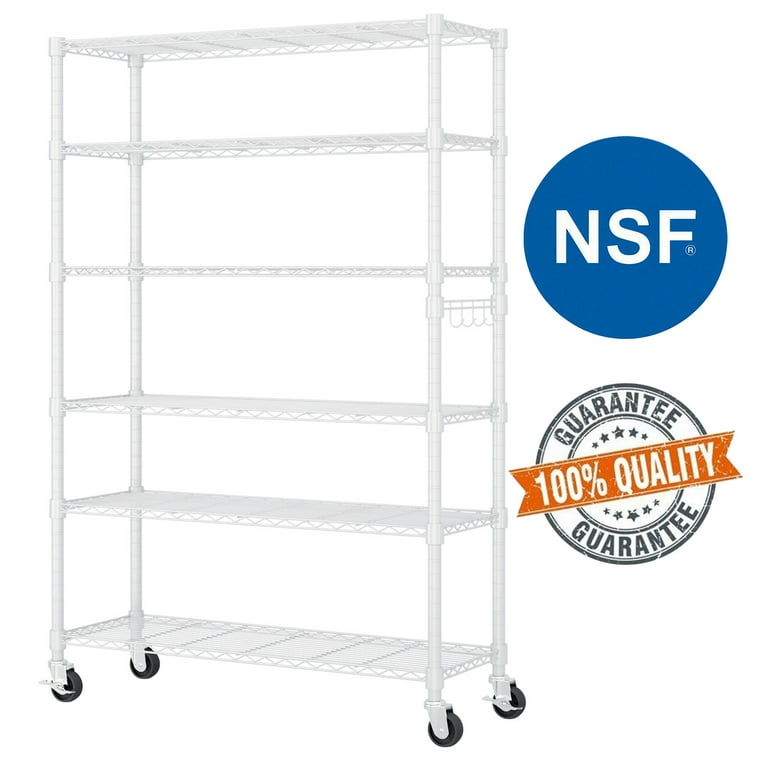 Ktaxon 6 Tier Wire Shelving with Wheels, 46