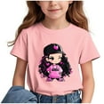 thumbnail image 2 of 2025 New Summer Short Sleeve Shirts for Girls Loose Round Neck Print Girls T Shirt Stretchable T Shirts for Boys, 2 of 7