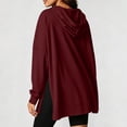 thumbnail image 6 of Women Oversized Hoodie Sweatshirt Side Slit Soft Fleece Pullover with Pocket Loose Fitting Casual Fall Tunic Tops Wine XL, 6 of 6