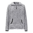 thumbnail image 4 of Womens 1/4 Zip Sweaters Fleece Pullover Sweatshirt Jacket Tops with Pocket Solid Solid Casual Winter Clothes (M, Gray), 4 of 7