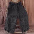thumbnail image 6 of VEKDONE Women Wide Leg Pants Fashion Color Block Patchwork Palazzo Pants Summer Casual Elastic Waist Loose Fit Travel Trousers with Pockets Black XXXL, 6 of 6