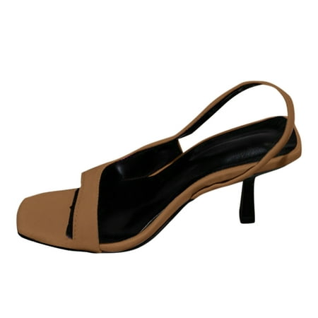 

Womens Sandals Summer Simple Hollow Open Toe High Heeled Sandals Temperament Square Head Roman Sandals Orthopedic Sandals for Women Summer Sandals for Women 2024(Color:Khaki Size:US 7)