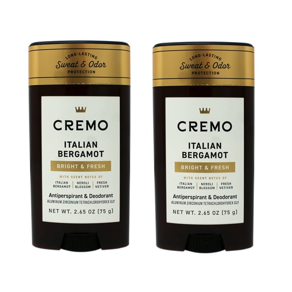 2 Pack - Cremo Italian Bergamot Antiperspirant & Deodorant for Men, Long-Lasting Sweat & Odor Protection, 2.65 OZ