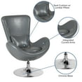 thumbnail image 2 of Egg Series Gray Leather Side Reception Chair, 2 of 9