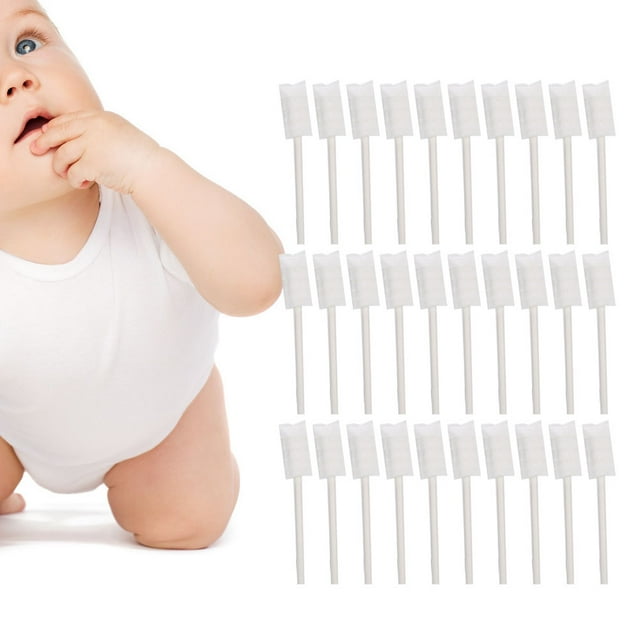 AYNEFY Baby Gauze Oral Cleaner, Three-Dimensional Disposable Infant Toothbrush Newborn Soft Oral Cleaning Stick Vertical Intersect Grid With Round Head Gauze