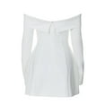 thumbnail image 4 of vigerkar Women's Sexy Bodycon Off The Shoulder Mesh Long Sleeve Elegant Cocktail Party Mini Dresses White, XL, 4 of 5