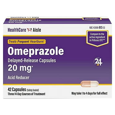 HealthCareAisle Omeprazole 20 mg, 42 Delayed-Release Capsules - Acid Reducer, Treats Frequent Heartburn, 42 Count (Pack of 1)