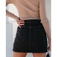 thumbnail image 3 of Falda pantalón vaquera negra de tiro alto luvamia, talla grande, 3 of 8
