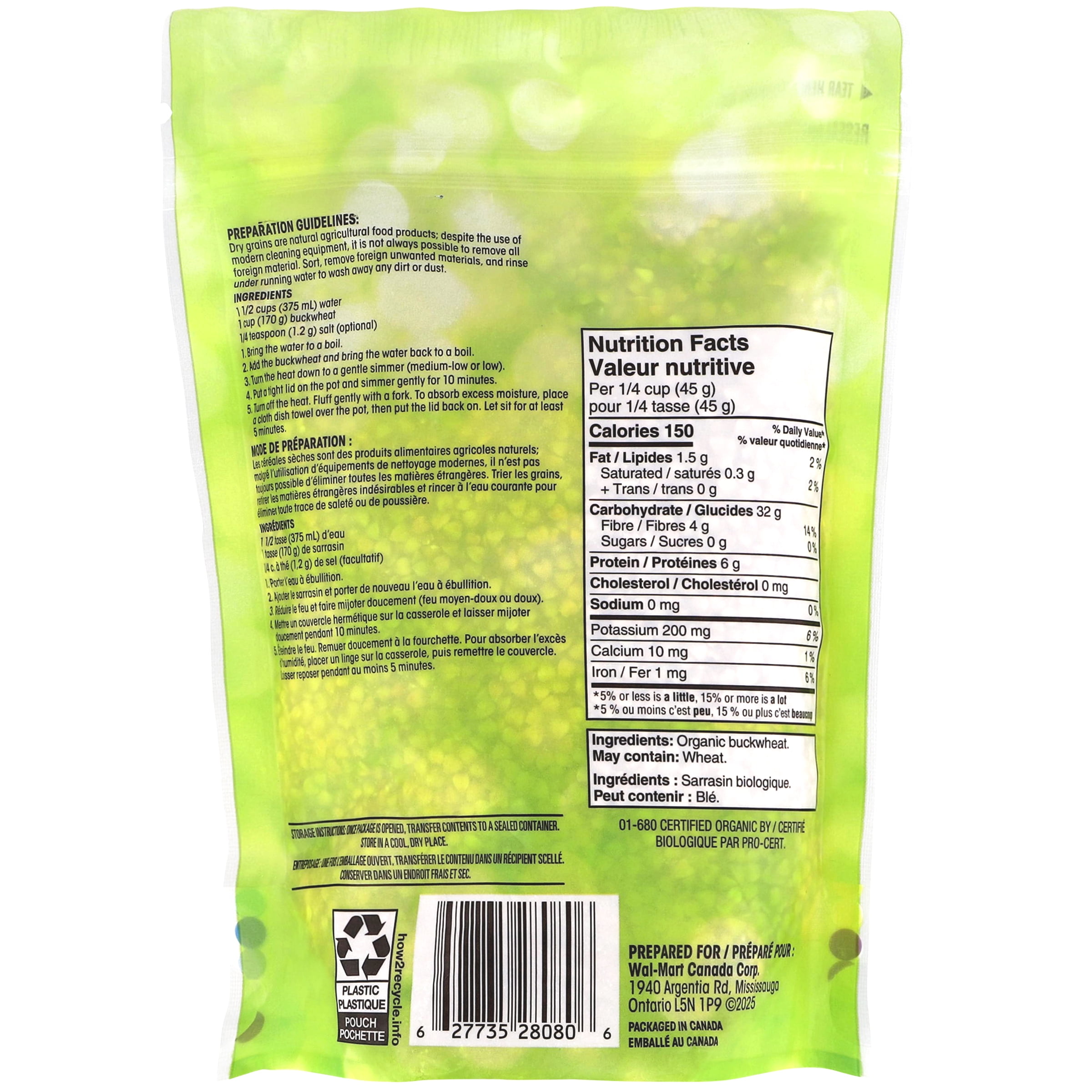 Sarrasin biologique Great Value