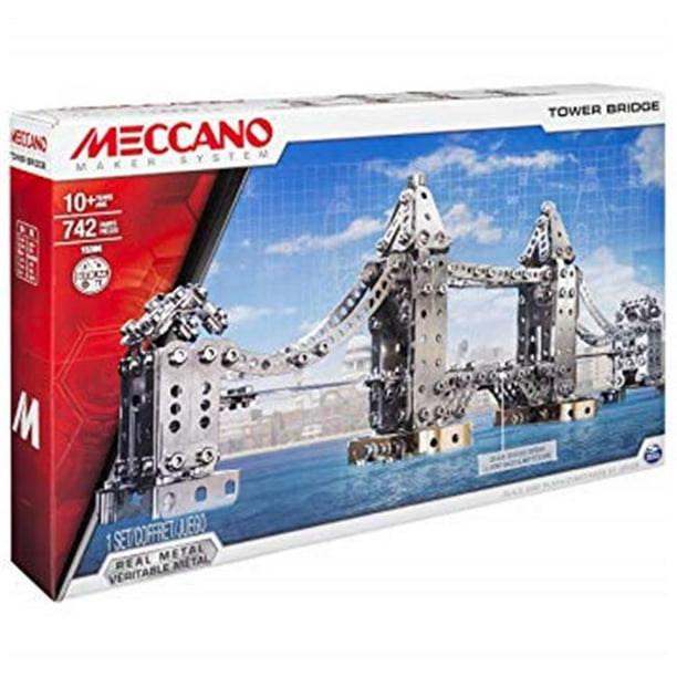 Ensemble de construction de modèles de pont de tour Meccano, 742 pièces,  pour les 10 ans et plus, jouet éducatif pour la construction STEM 