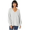thumbnail image 4 of 1.STATE Women's V Neck Bubble Sleeve Sweater Gray Size Small, 4 of 4