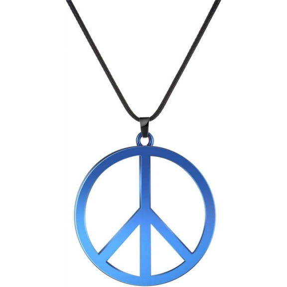 Love Peace Sign Necklaces Retro Hippie Style Alloy Pendant Adjustable Rope