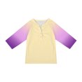 thumbnail image 6 of Grblisyd Girls Shirts Size 10-12 3/4 Sleeve Henley Shirts Button Down V Neck Raglan Tops Loose Color Block Blouse, 6 of 7