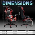thumbnail image 4 of JaxShark Ergonomic Gaming Chair with Headrest and Lumbar Support for Adults Teens, High Back Reclining PU Leather Modern Red, 4 of 8