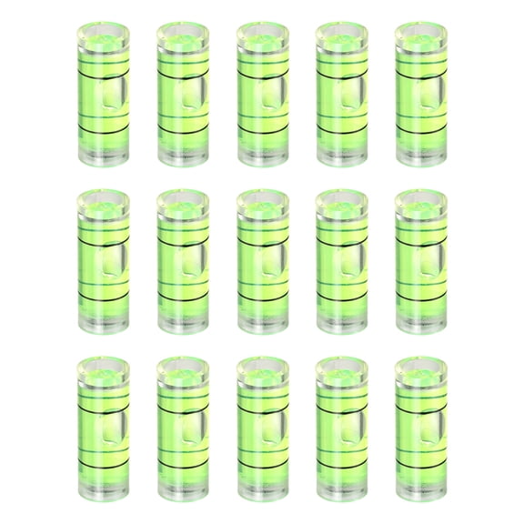 Uxcell 15pcs Small Cylindrical Bubble Level Vials 40x9.5mm PMMA Mini Horizontal Bubble Spirit Level Measuring Layout Tools for RV TV Picture Frame Hanging Tool Leveler