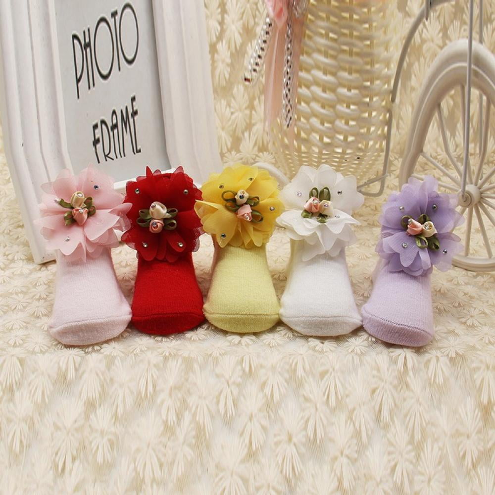 Baby Girls Socks Infant Lace Sock Newborn Socks Eyelet Ankle Dress Sock 5 Pairs