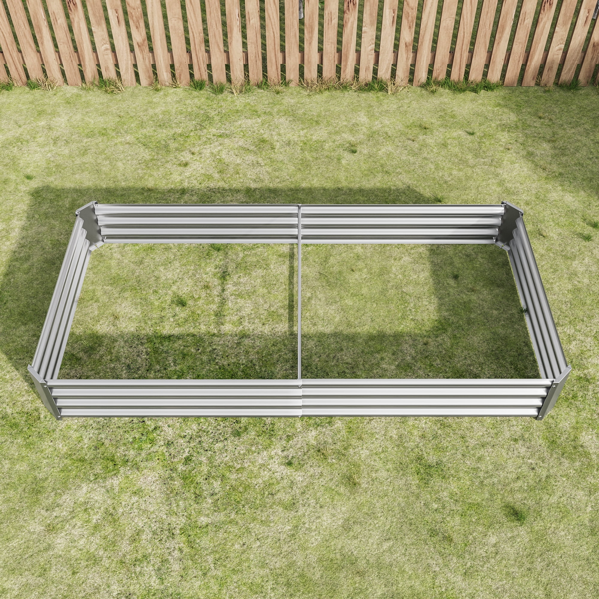 Yoneston Galvanized Raised Garden Beds Kit 7.6x3.7x0.98ft Rectangle Metal Garden Beds Galvanized Steel Planter Box for Vegetables Flowers Herbs Outdoor, Silver