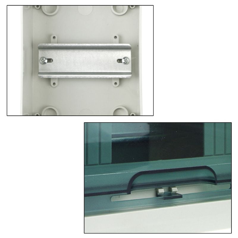 Outdoor Waterproof Distribution Box with DIN Rail, Transparent Cover ABS Waterproof Circuit Breaker Box IP65, Indoor and Outdoor Walls