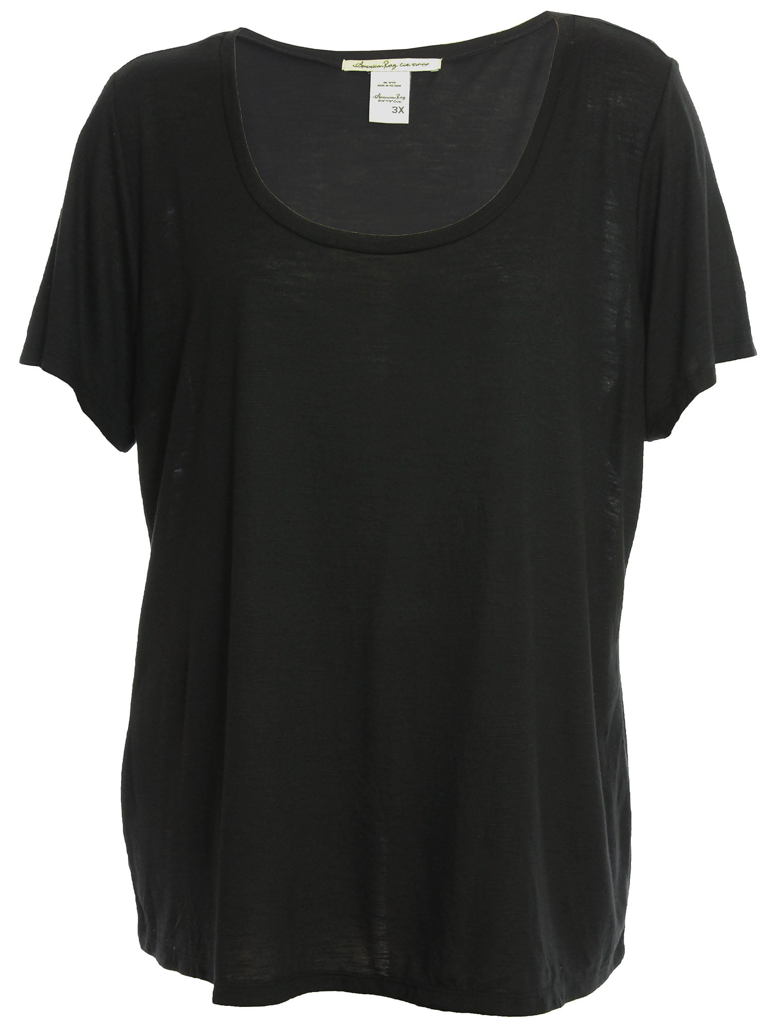 American Rag Women's Plus Short Sleeve Scoop Neck Tee Shirt 3x Black ...