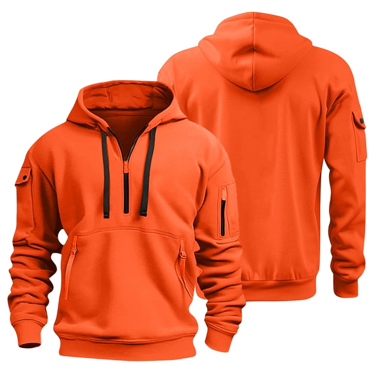 Men's Tactical Hoodie Quarter Zip Pullover Vintage Lightweight