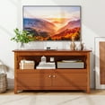 thumbnail image 3 of Giantex TV Stand, Modern TV Console  Cabinet w/2 Doors Open Storage Shelf, Cable Hole, Wooden Entertainment Center for Living Room Bedroom, Brown, 3 of 8