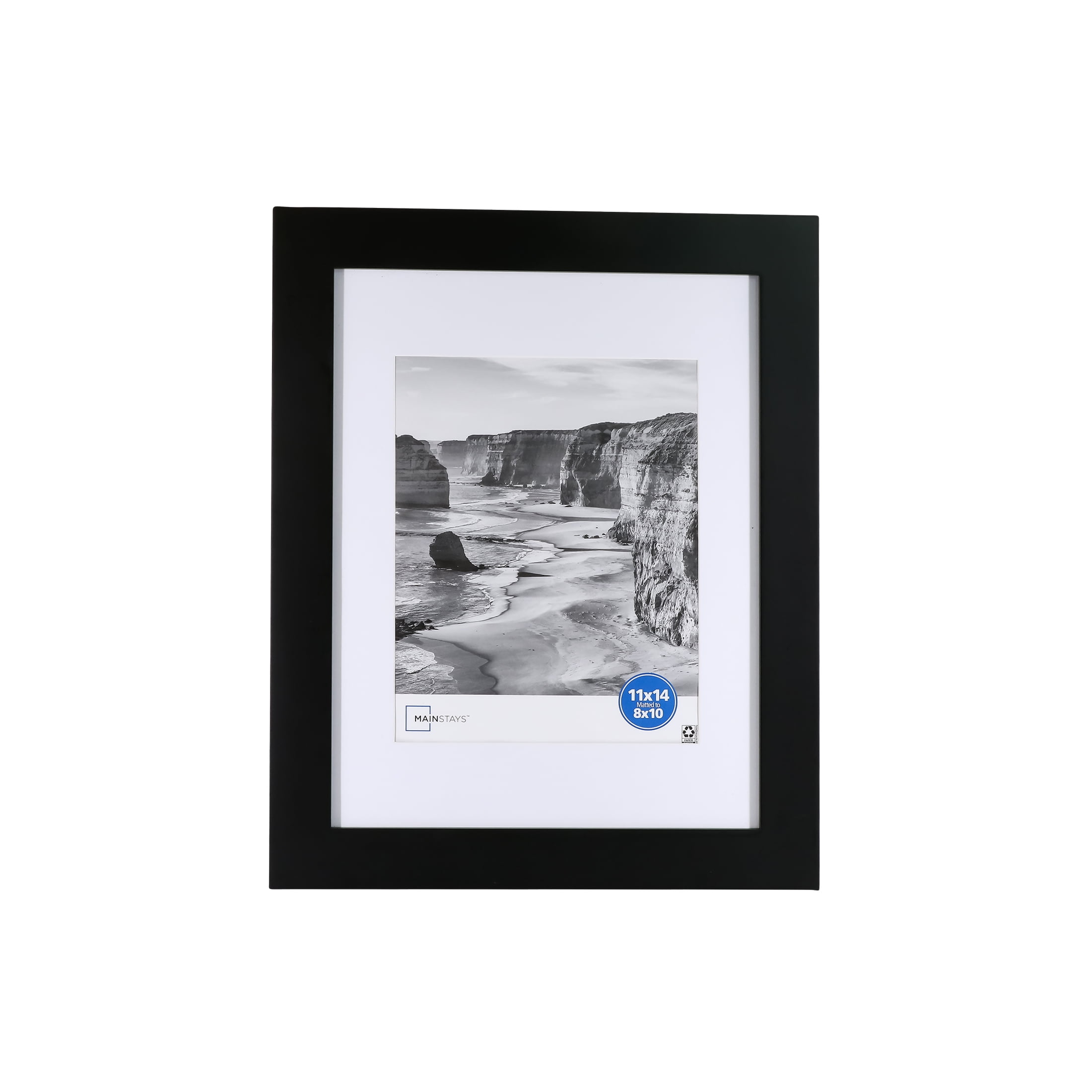 Mainstays 11x14 inch Matted to 8x10 inch Flat Wide Black 1.5" Gallery Wall Picture Frame