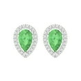 thumbnail image 3 of 2.72Ct Pear Cut Halo Studs Green Crystal 14K White Solid Gold Everyday Dainty Earrings Screw Back, 3 of 7