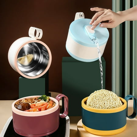 

YX STORE 1200ml Instant Noodle Bowl Heat Insulation Leak-proof Stainless Steel Portable Lunch Cereal Bowl for Student