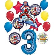 MAYFLOWER PRODUCTS Power Rangers Party Supplies 3rd Birthday Unleash the Power Balloon Bouquet Decorations Blue Number 3
