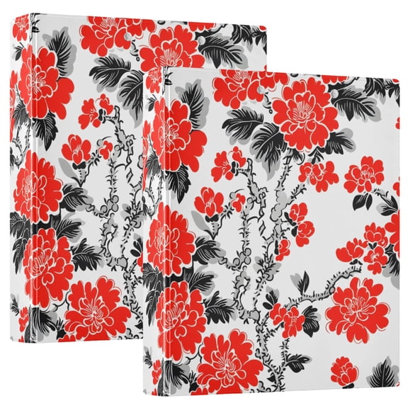 ALAZA Art Rose Flower Hardcover 3 Ring Binder 1.5" Round Rings Interior Pockets Binders Organizer 2 Pack