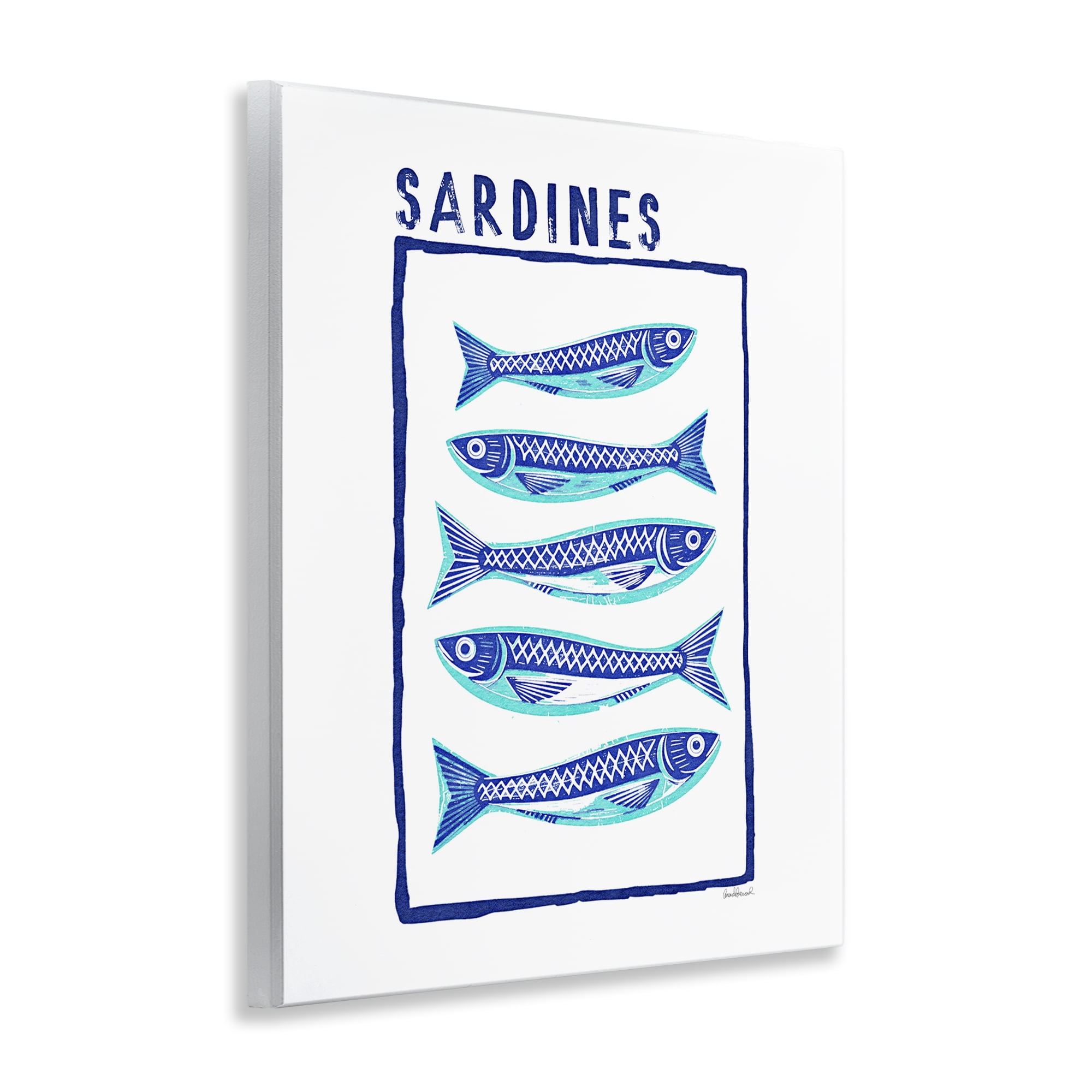 Stupell Industries Blocked Sardines Pattern Wall Plaque Art, design by Amanda Greenwood