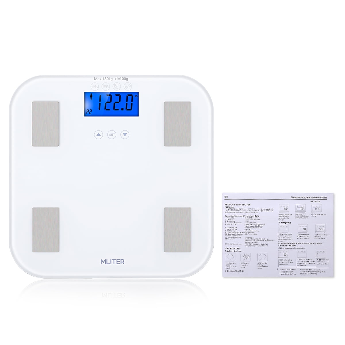Mliter Body Fat Scale Highly Accurate Digital Bathroom Body Composition Analyzer Measures Weight Body Fat Water Muscle Amp Bone Mass