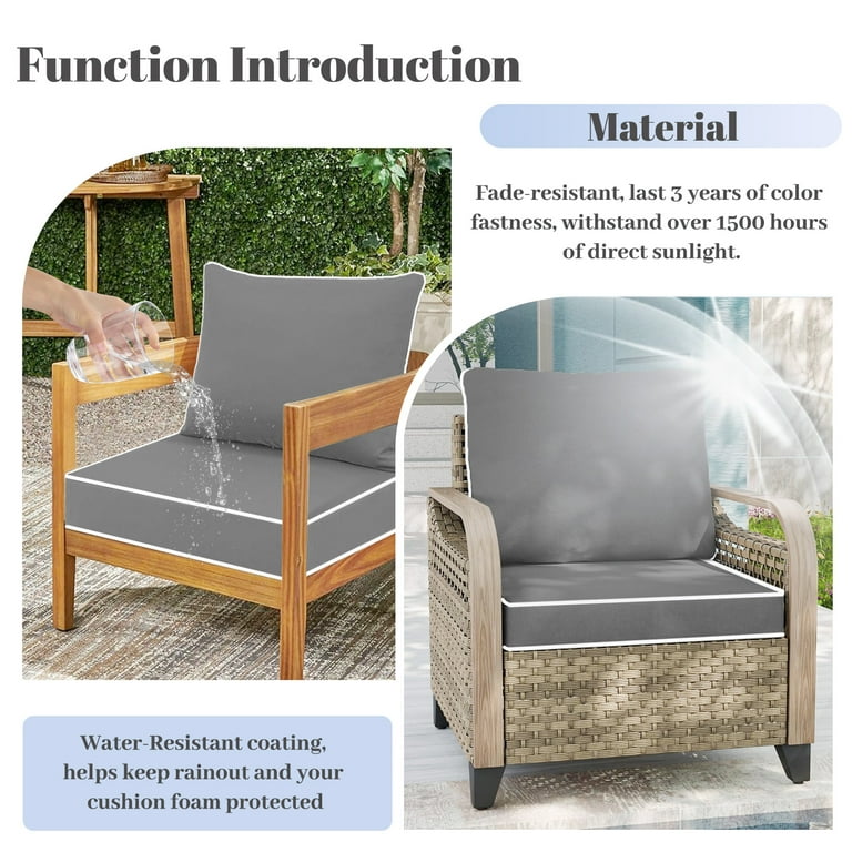 Outdoor Deep Seat Cushions Set, inch, Fade Resistant