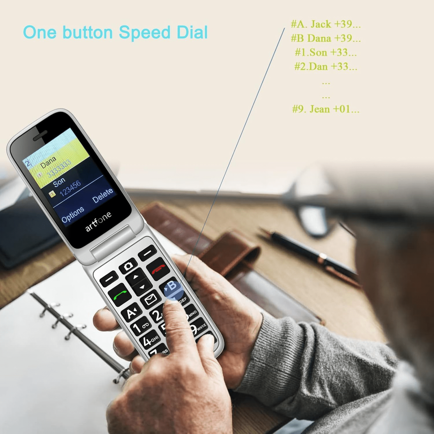 artfone G6 - 4G LTE Flip Phone Unlocked, Cell Phone for Seniors, Dual Screen, Seniors Flip Phone, Large Button Keypad, SOS Button, Camera, Flashlight, Charging Dock, Speed Dial, Dumb Phone, Grey