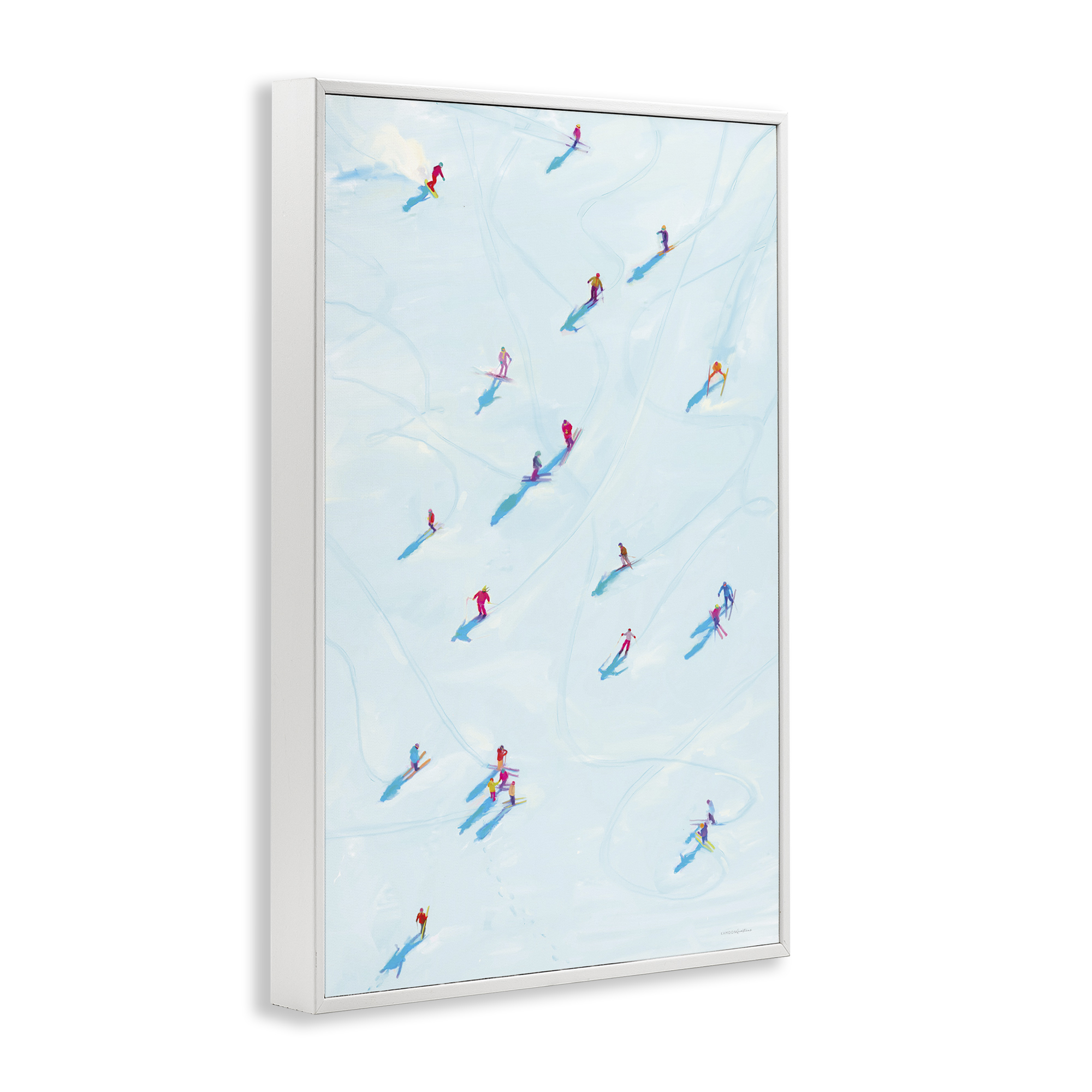 Stupell Industries People on Ski Slopes Sports Painting White Framed Art Print Wall Art, 20 x 30