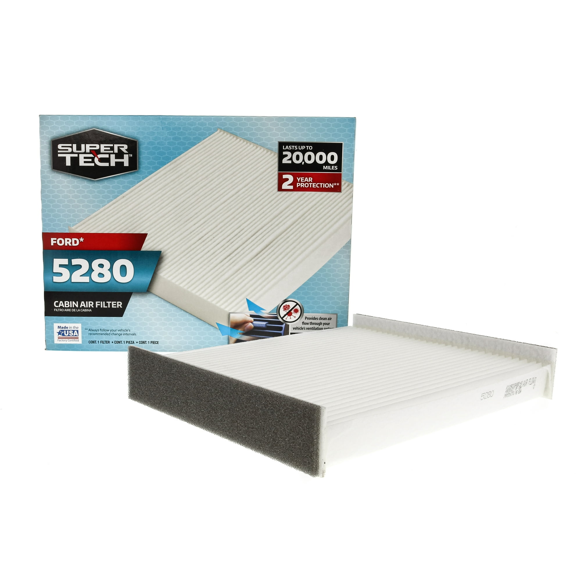 SuperTech Cabin Air Filter 5280, Replacement Air/Dust Filter for F-Series, Expedition, and Navigator