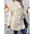 thumbnail image 4 of Womens Winter Fleece Hooded Jackets Graphic Fuzzy Warm Coat Cardigan Jacket Side Split Fall Outerwear White XL, 4 of 9