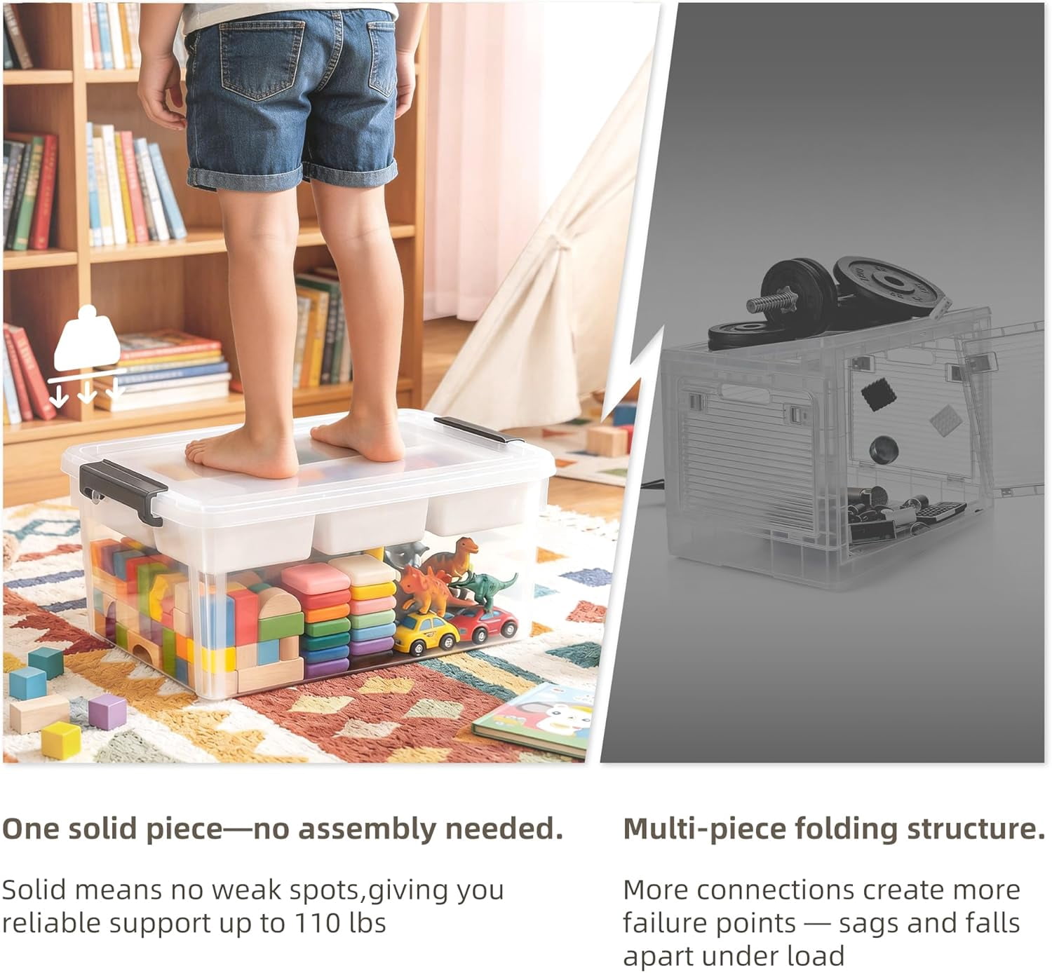 17 QT Clear Stackable Craft Storage with 1 Removable Fixed-Compartment Tray, Craft Organizers and Storage for Painting, Coloring Book & Playdoh Supplies, 2 Packs