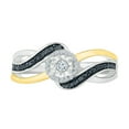 thumbnail image 2 of Sterling Silver over 10K Yellow Gold Round White & Black Diamond Fashion Ring (0.12 CTTW), 2 of 3