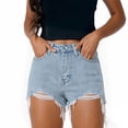 thumbnail image 4 of PBFRDSJ Women's Ripped Frayed Hem Jean Shorts Streetwear Casual Distressed Denim Shorts High Waisted Stretchy Jorts, 4 of 8