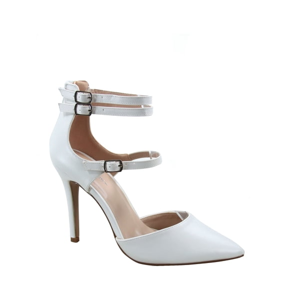 Young-6 Women's Pointy Toe Ankle Strap Zipper Stiletto Pumps Shoes