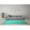 thumbnail image 3 of Ahgly Company Machine Washable Indoor Round Oriental Turquoise Blue Industrial Area Rugs, 5' Round, 3 of 4