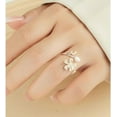 thumbnail image 3 of Chic Cherry Blossom Flower Ring for Women Pink Crystal CZ Floral Statement Rings Flower Leaf Wrap Finger Ring Adjustable Open Band Rings, 3 of 9