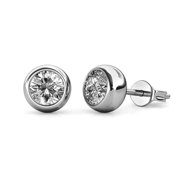 Cate & Chloe Blaire 18k White Gold Plated Stud Earrings with Swarovski Crystals Gift for Women
