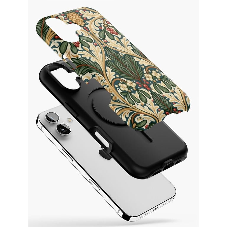 Ornate Botanical Pine Bough, Cream Floral and Red Berry Tough Case for ...