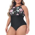 thumbnail image 2 of Agnes Orinda Plus Size Bikini Swimsuits for Women Floral Swimwear High Waisted One Piece Bathing Suits, 2 of 7