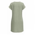 thumbnail image 4 of Vivianyo HD Women's Round Neck Mini Dress, Womens Casual Dress with Diagonal Side Button Short Sleeve Summer Dresses, Women's Army Green, Sizes S-2XL, 4 of 6
