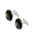 thumbnail image 2 of Peacock Feathers Elegant Dress Shirt Cufflink Set for Men, Stainless Steel, Wedding and Business Attire, 2 of 6